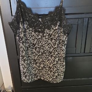 Abercrombie & Fitch Black and White Lace Trim Top
